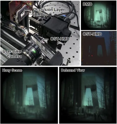 DehazeGlasses: Optical Dehazing with an Occlusion Capable See-Through Display