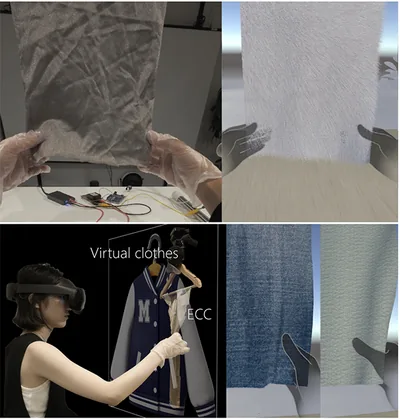 Pinching Visuo-haptic Display: Investigating Cross-Modal Effects of Visual Textures on Electrostatic Cloth Tactile Sensations